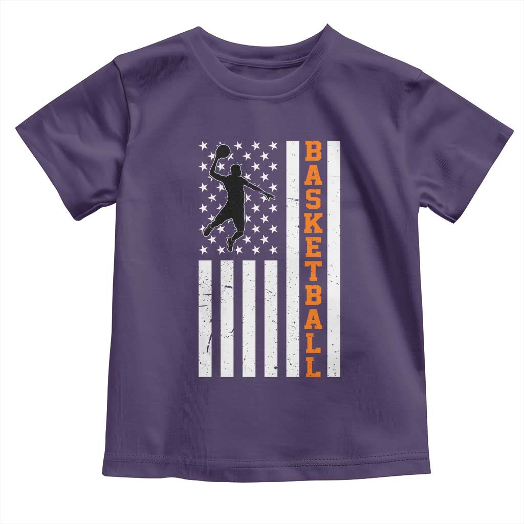 American Flag Basketball Toddler T Shirt Patriotic Sports Lover Gift TS12 Purple Print Your Wear