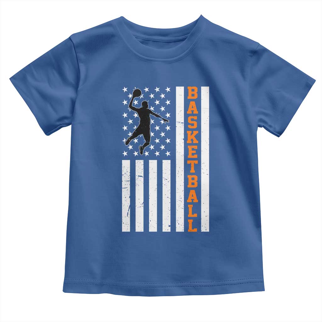 American Flag Basketball Toddler T Shirt Patriotic Sports Lover Gift TS12 Royal Blue Print Your Wear