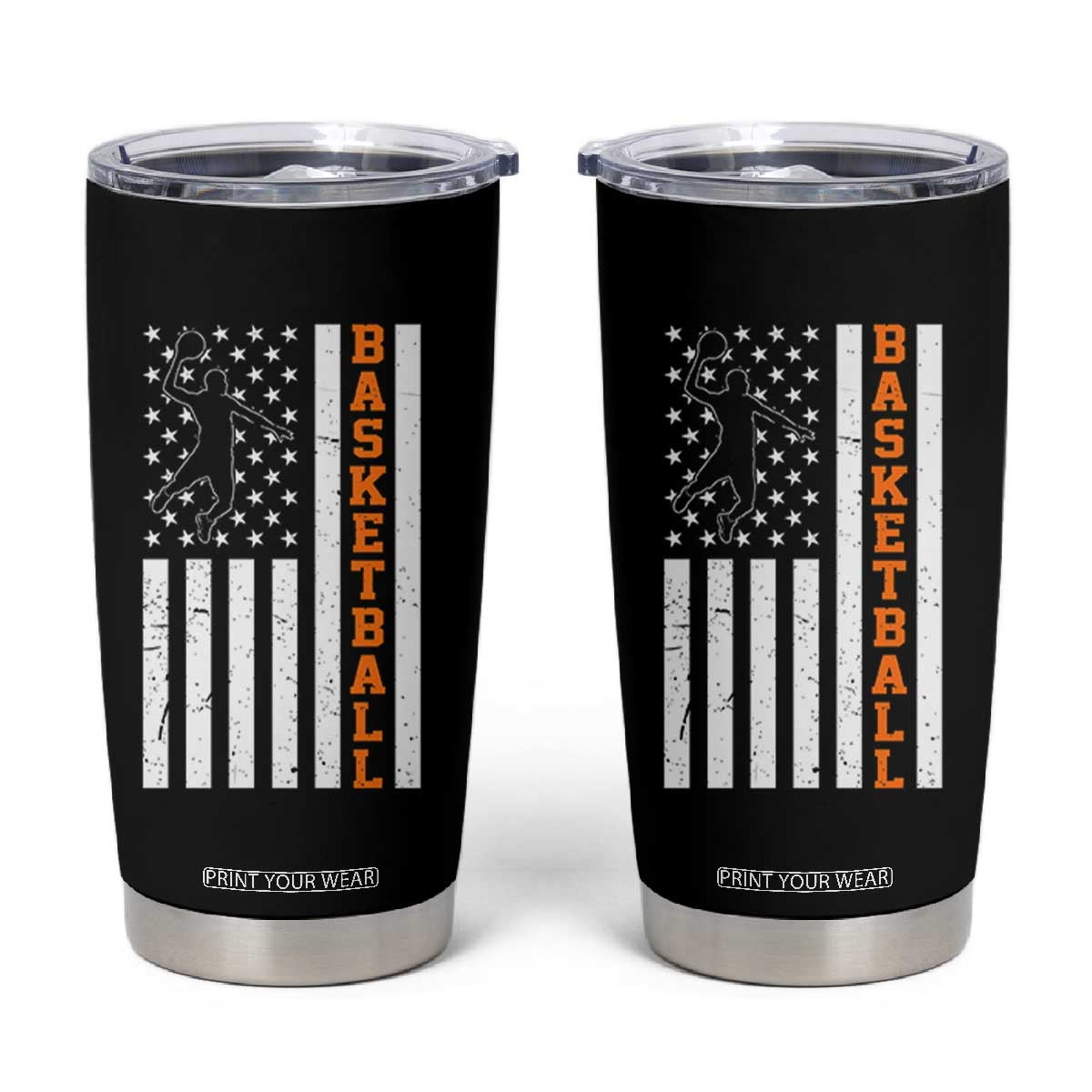American Flag Basketball Tumbler Cup Patriotic Sports Lover Gift TS12 Black Print Your Wear