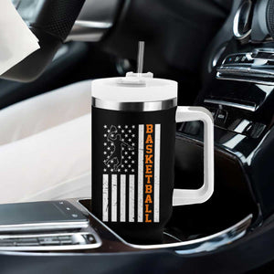 American Flag Basketball Tumbler With Handle Patriotic Sports Lover Gift TS12 Print Your Wear