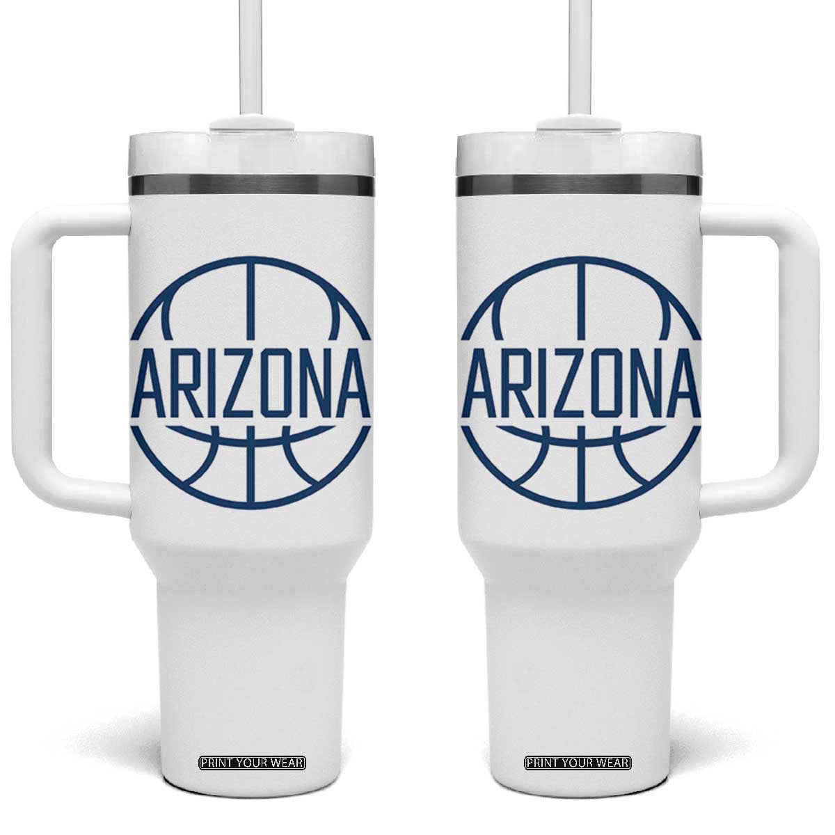 Arizona State Pride Tumbler With Handle Grand Canyon State Basketball Gift TS12 One Size: 40 oz White Print Your Wear