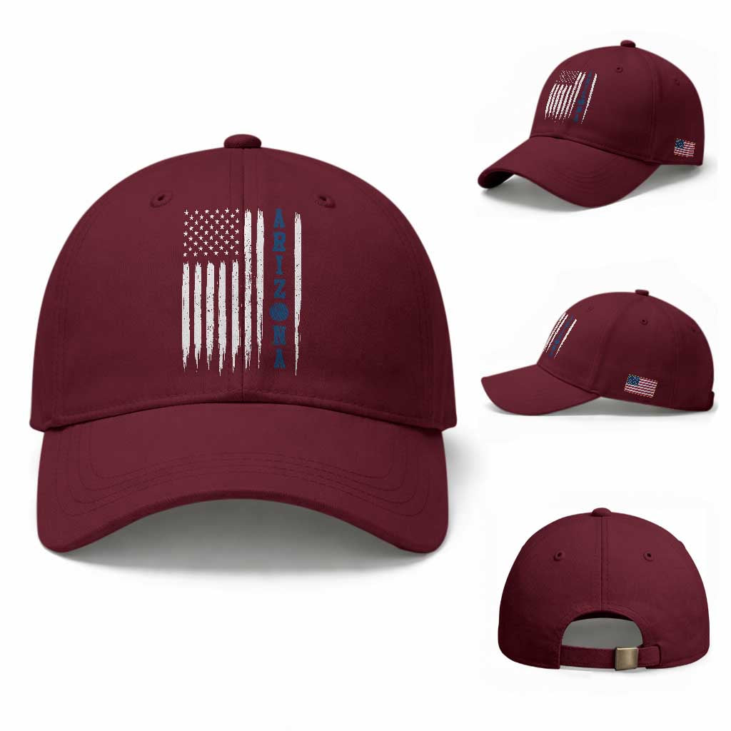 Arizona Patriotic Sports Baseball Cap US Flag Basketball Player Gift TS12 Baseball Cap Universal Fit Maroon Print Your Wear