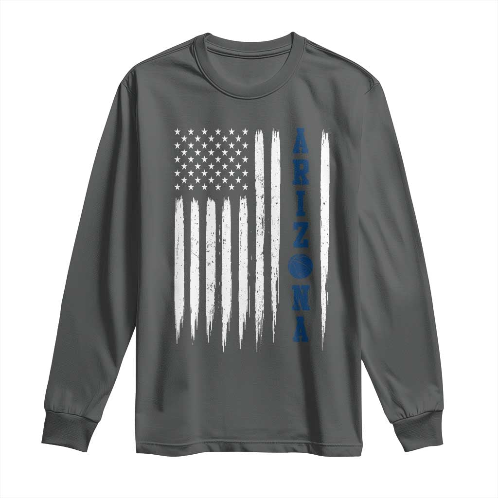 Arizona Patriotic Sports Long Sleeve Shirt US Flag Basketball Player Gift TS12 Dark Heather Print Your Wear