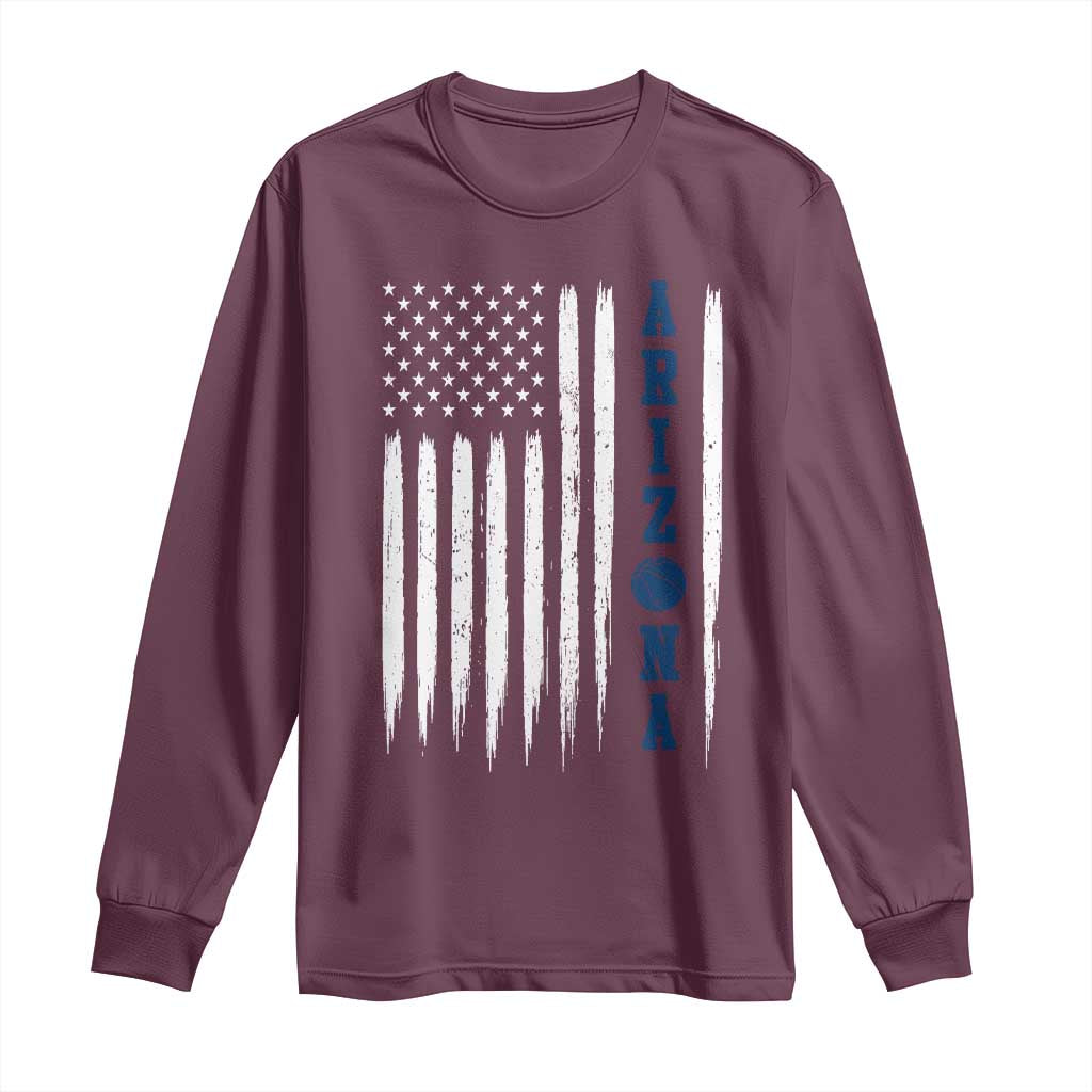 Arizona Patriotic Sports Long Sleeve Shirt US Flag Basketball Player Gift TS12 Maroon Print Your Wear