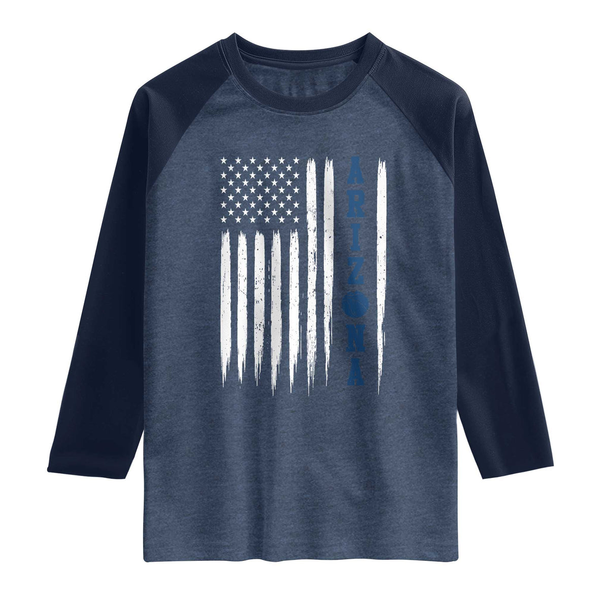 Arizona Patriotic Sports Raglan Shirt US Flag Basketball Player Gift TS12 Heather Denim Navy Print Your Wear