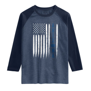 Arizona Patriotic Sports Raglan Shirt US Flag Basketball Player Gift TS12 Heather Denim Navy Print Your Wear