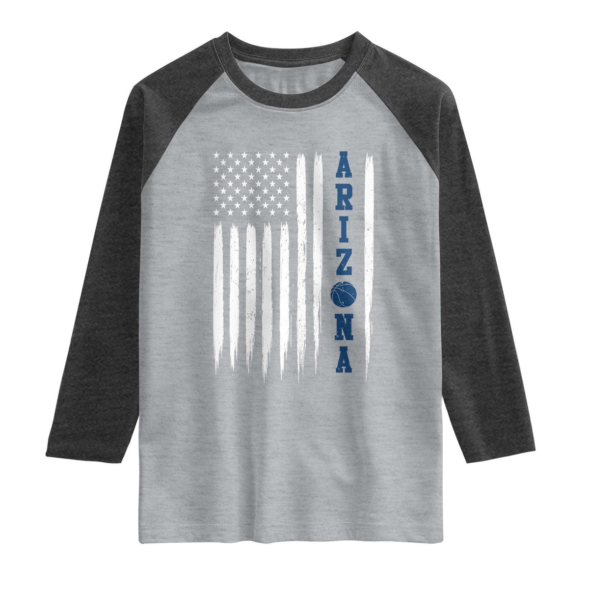 Arizona Patriotic Sports Raglan Shirt US Flag Basketball Player Gift TS12 Heather Gray Heather Charcoal Print Your Wear