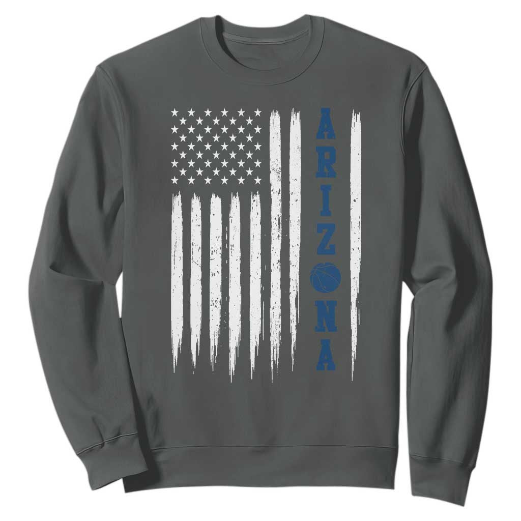 Arizona Patriotic Sports Sweatshirt US Flag Basketball Player Gift TS12 Dark Heather Print Your Wear