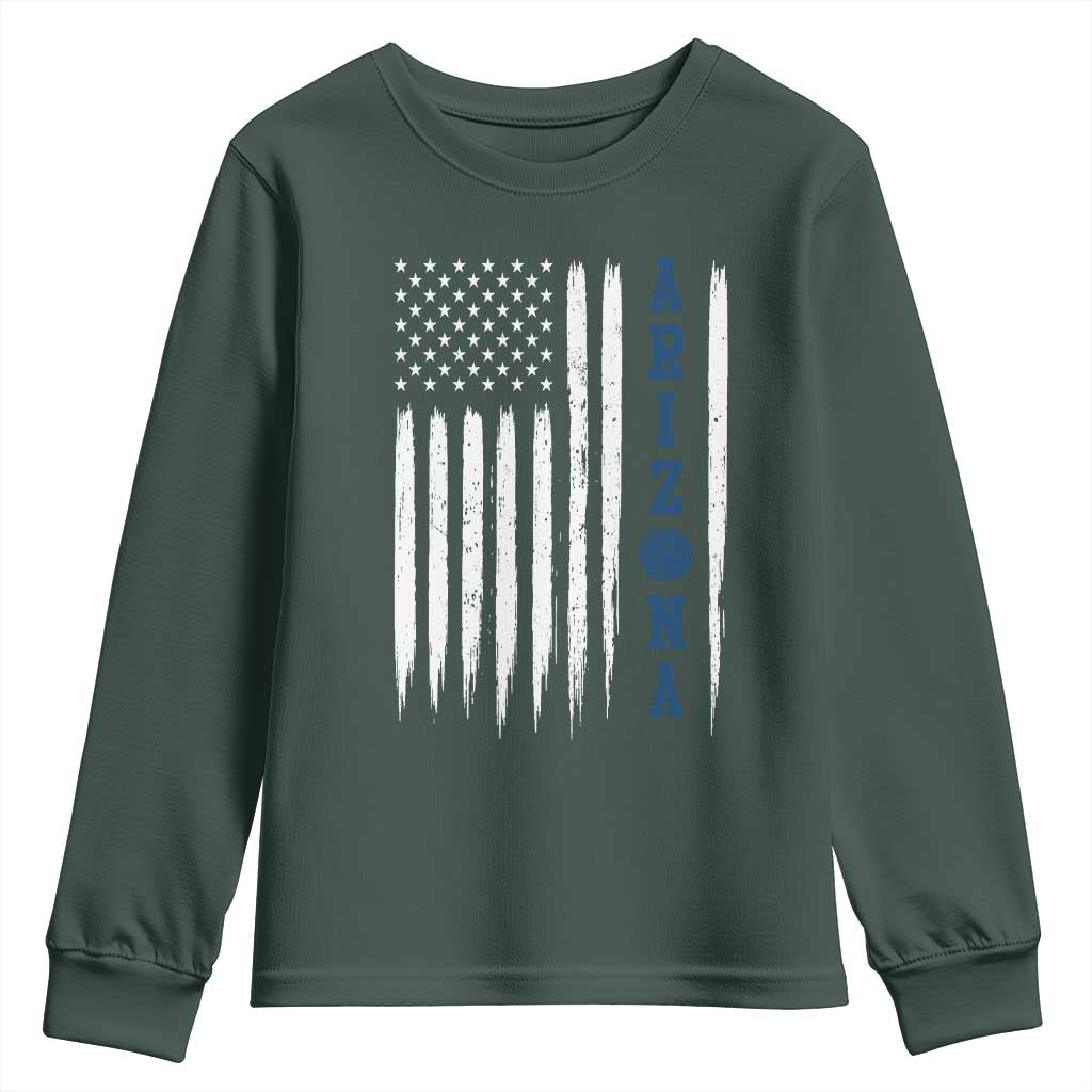 Arizona Patriotic Sports Youth Sweatshirt US Flag Basketball Player Gift TS12 Dark Forest Green Print Your Wear