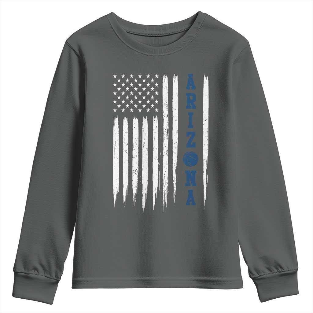 Arizona Patriotic Sports Youth Sweatshirt US Flag Basketball Player Gift TS12 Dark Heather Print Your Wear