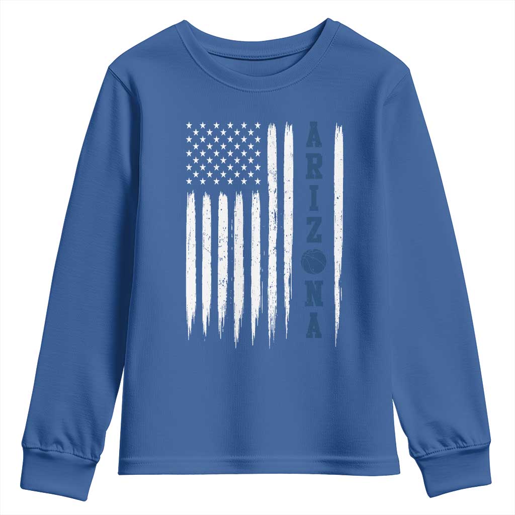 Arizona Patriotic Sports Youth Sweatshirt US Flag Basketball Player Gift TS12 Royal Blue Print Your Wear