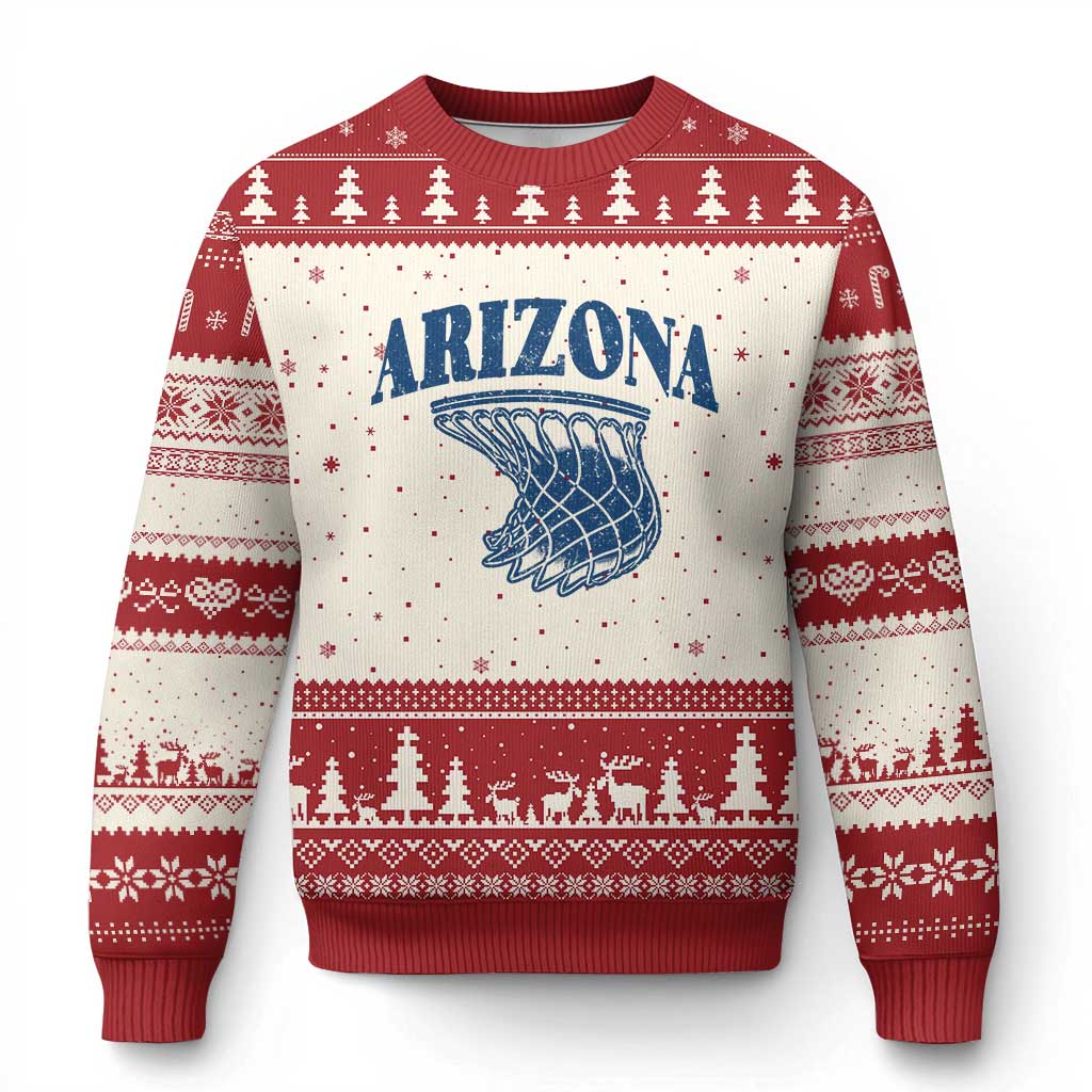Arizona State Hoops Fan Gift Ugly Christmas Sweater Basketball Lover TS12 Beige Red Print Your Wear