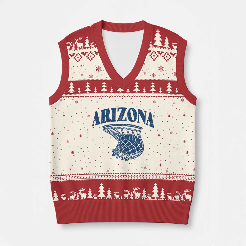 Arizona State Hoops Fan Gift V-Neck Knit Sweater Vest Basketball Lover TS12 Beige Red Print Your Wear