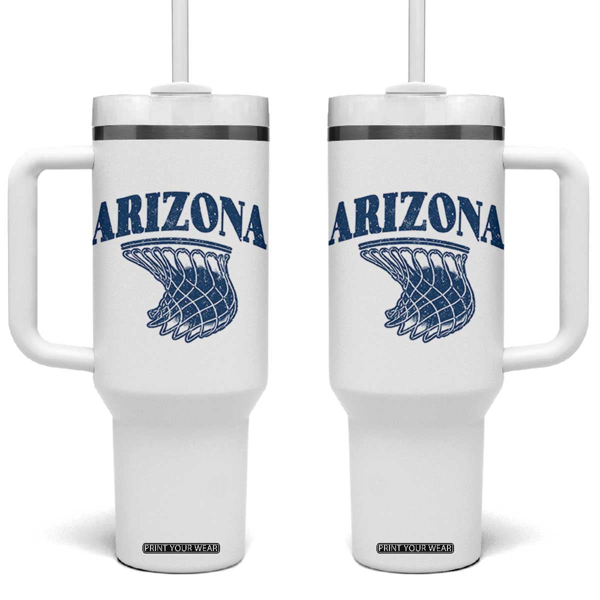 Arizona State Hoops Fan Gift Tumbler With Handle Basketball Lover TS12 One Size: 40 oz White Print Your Wear