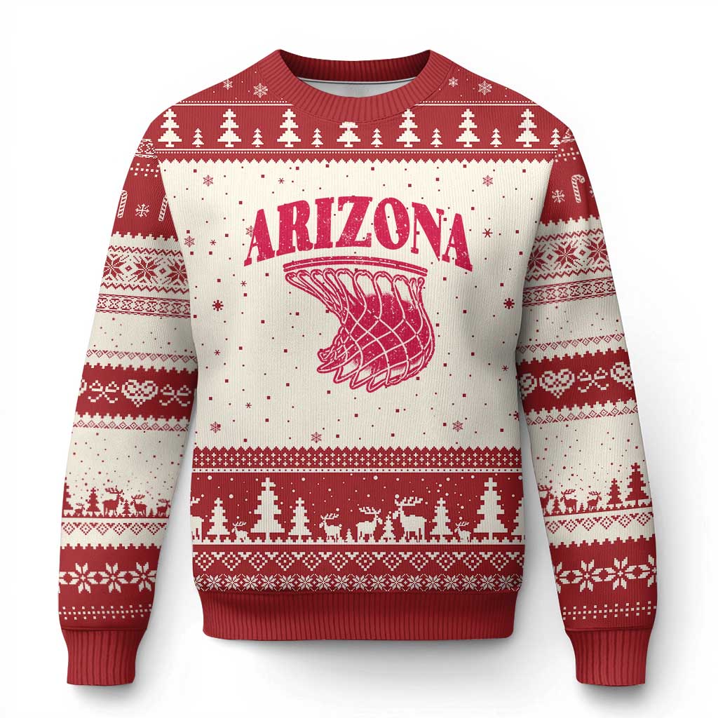 Arizona Fan Ugly Christmas Sweater Southwest Basketball Sports Lover TS12 Beige Red Print Your Wear