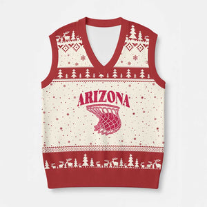 Arizona Fan V-Neck Knit Sweater Vest Southwest Basketball Sports Lover TS12 Beige Red Print Your Wear
