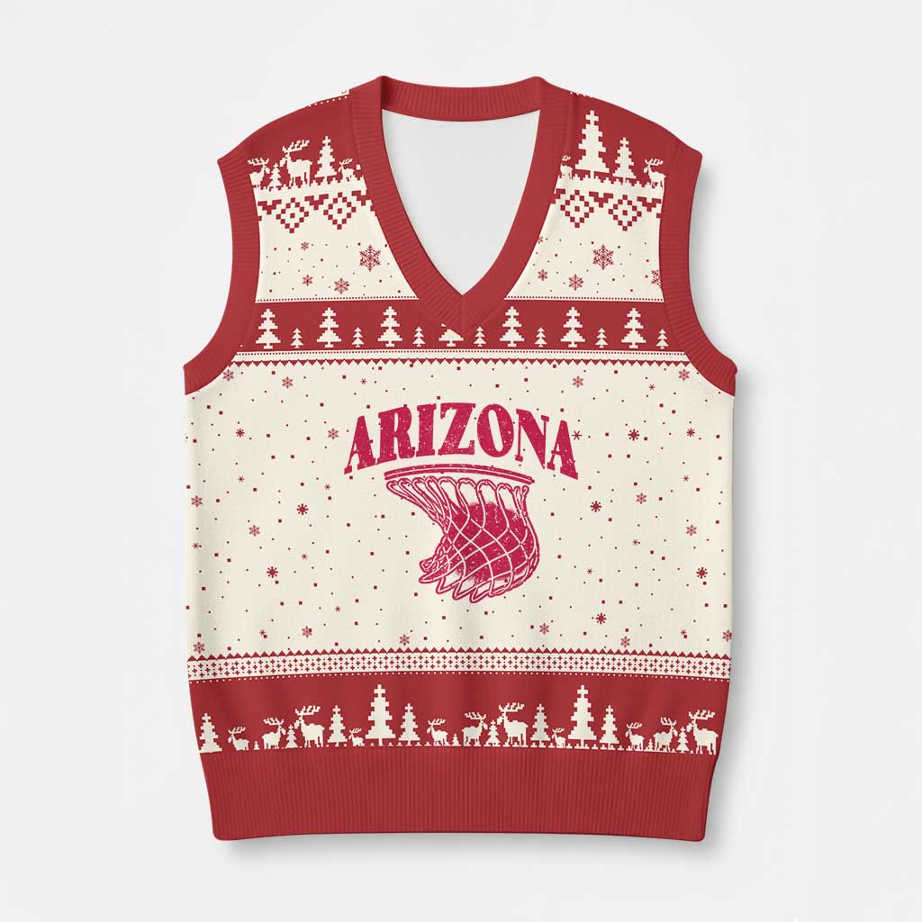 Arizona Fan V-Neck Knit Sweater Vest Southwest Basketball Sports Lover TS12 Beige Red Print Your Wear