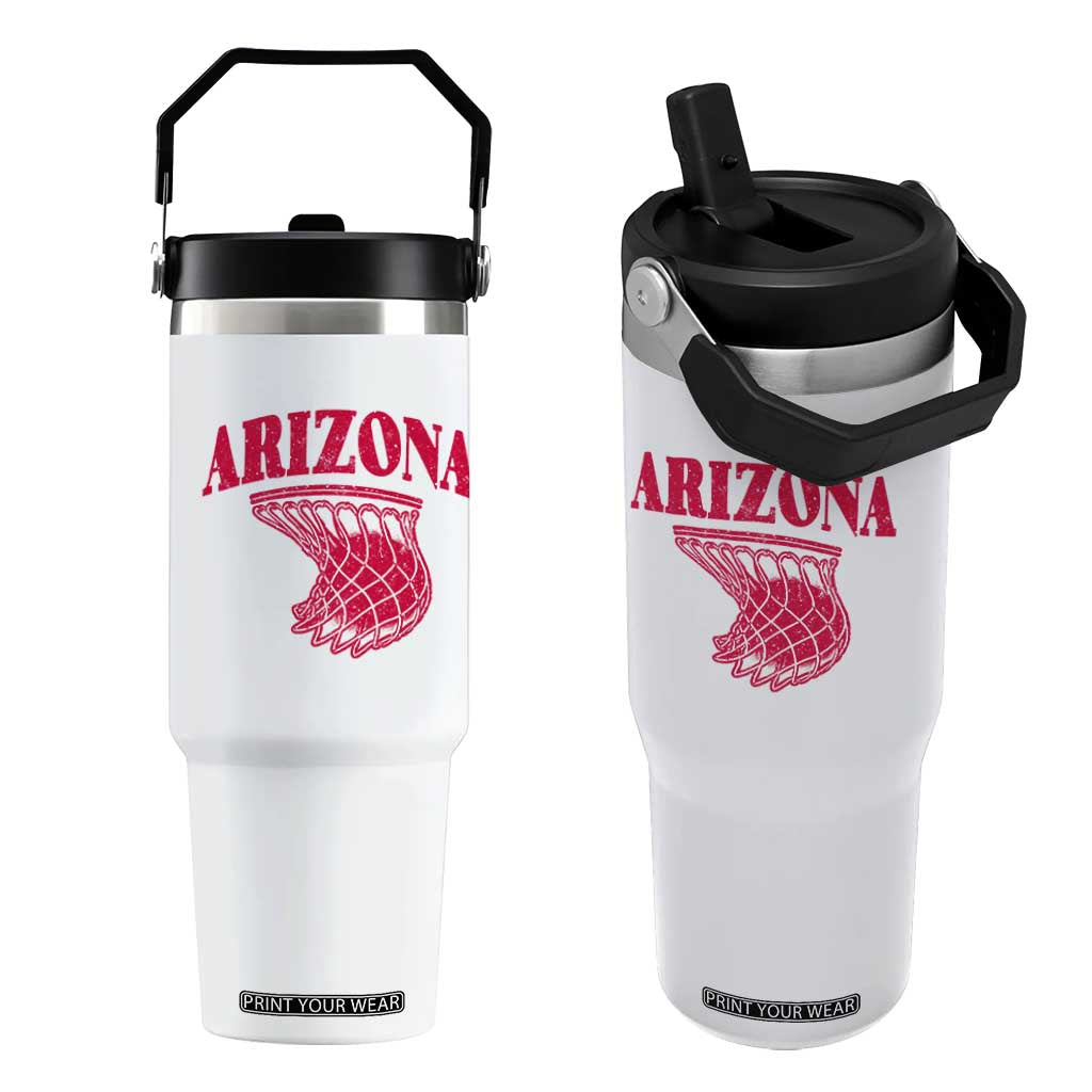 Arizona Fan Flip Straw Tumbler Southwest Basketball Sports Lover TS12 One Size: 30 oz White Print Your Wear