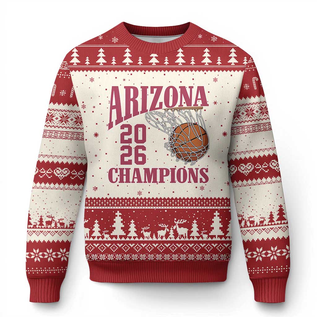 Arizona Champions Ugly Christmas Sweater Gift For Basketball Fan TS12 Beige Red Print Your Wear