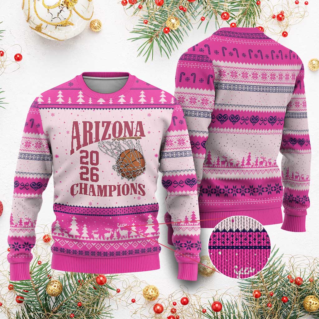 Arizona Champions Ugly Christmas Sweater Gift For Basketball Fan TS12 Hot Pink Print Your Wear