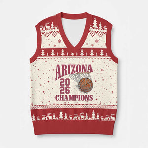 Arizona Champions V-Neck Knit Sweater Vest Gift For Basketball Fan TS12 Beige Red Print Your Wear