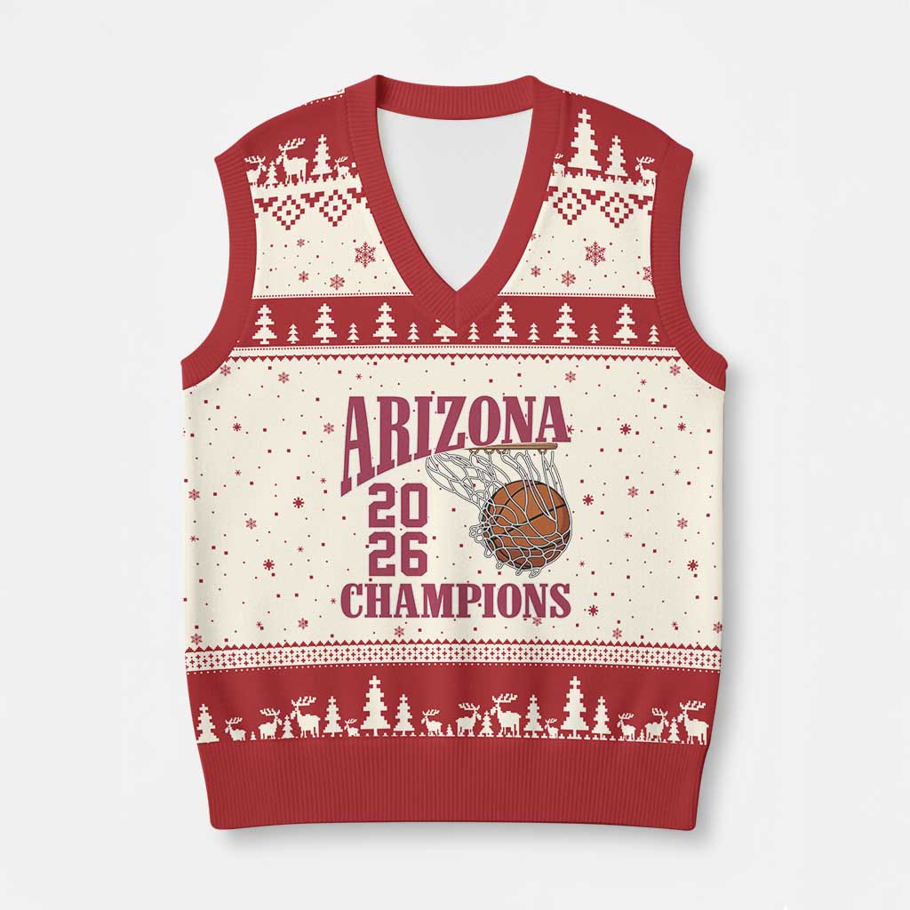 Arizona Champions V-Neck Knit Sweater Vest Gift For Basketball Fan TS12 Beige Red Print Your Wear