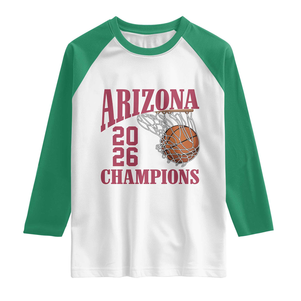 Arizona Champions Raglan Shirt Gift For Basketball Fan TS12 White Kelly Green Print Your Wear