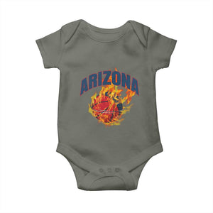 Arizona State Pride Baby Onesie Flaming Basketball Coach Gift TS12 Military Green Print Your Wear