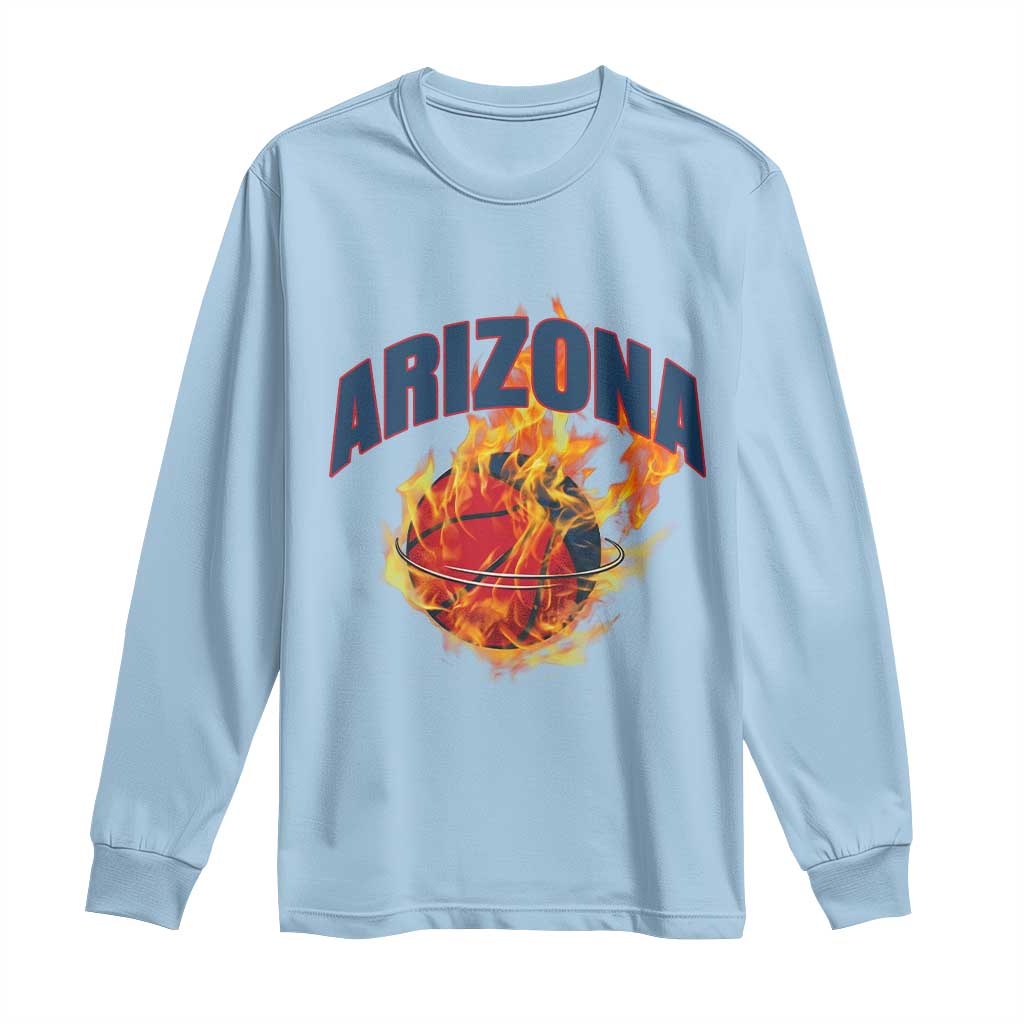 Arizona State Pride Long Sleeve Shirt Flaming Basketball Coach Gift TS12 Light Blue Print Your Wear