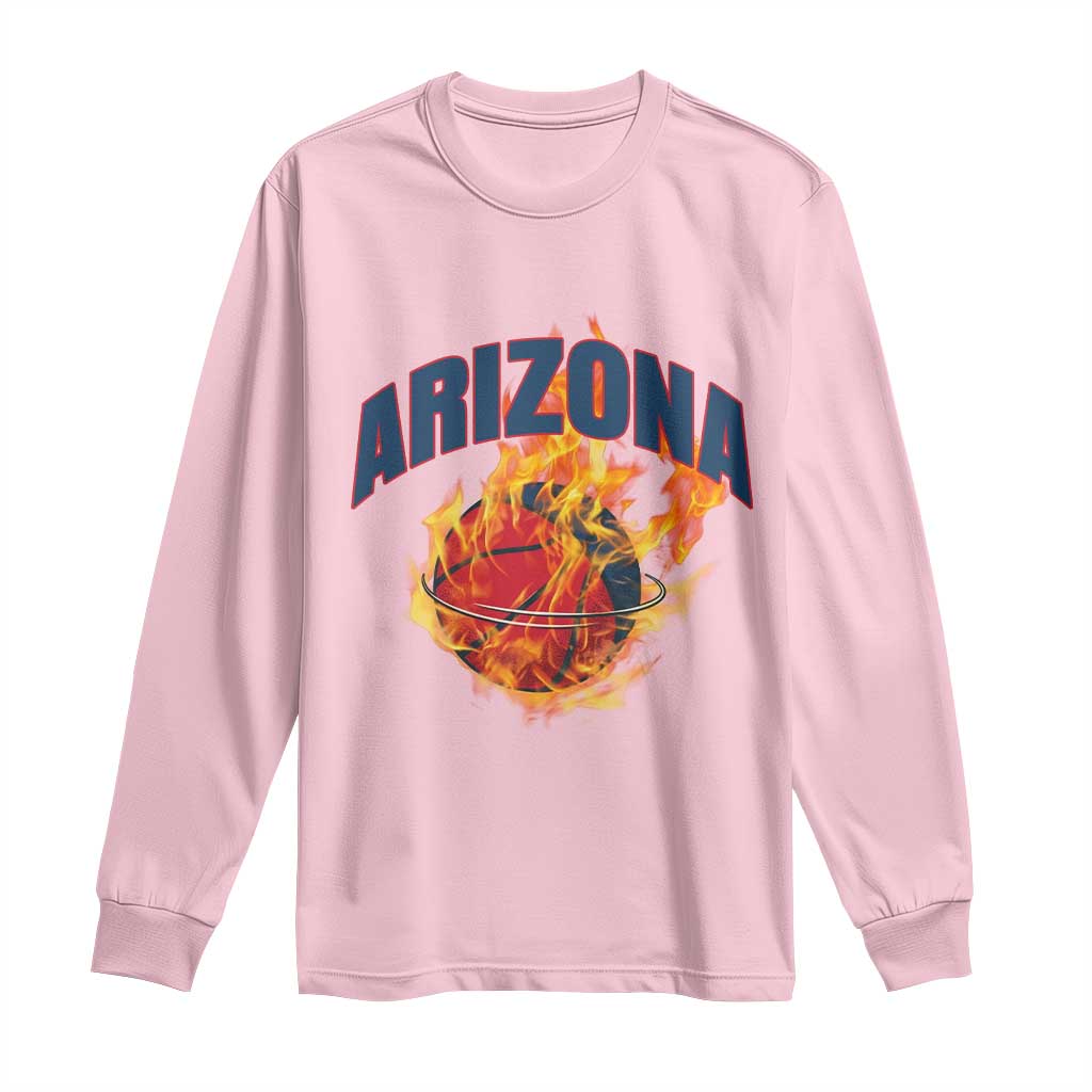 Arizona State Pride Long Sleeve Shirt Flaming Basketball Coach Gift TS12 Light Pink Print Your Wear