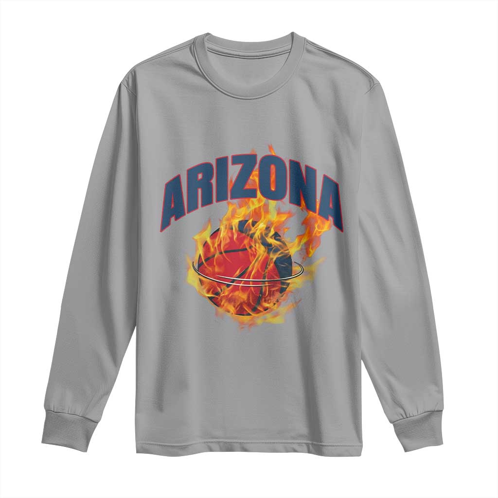 Arizona State Pride Long Sleeve Shirt Flaming Basketball Coach Gift TS12 Sport Gray Print Your Wear