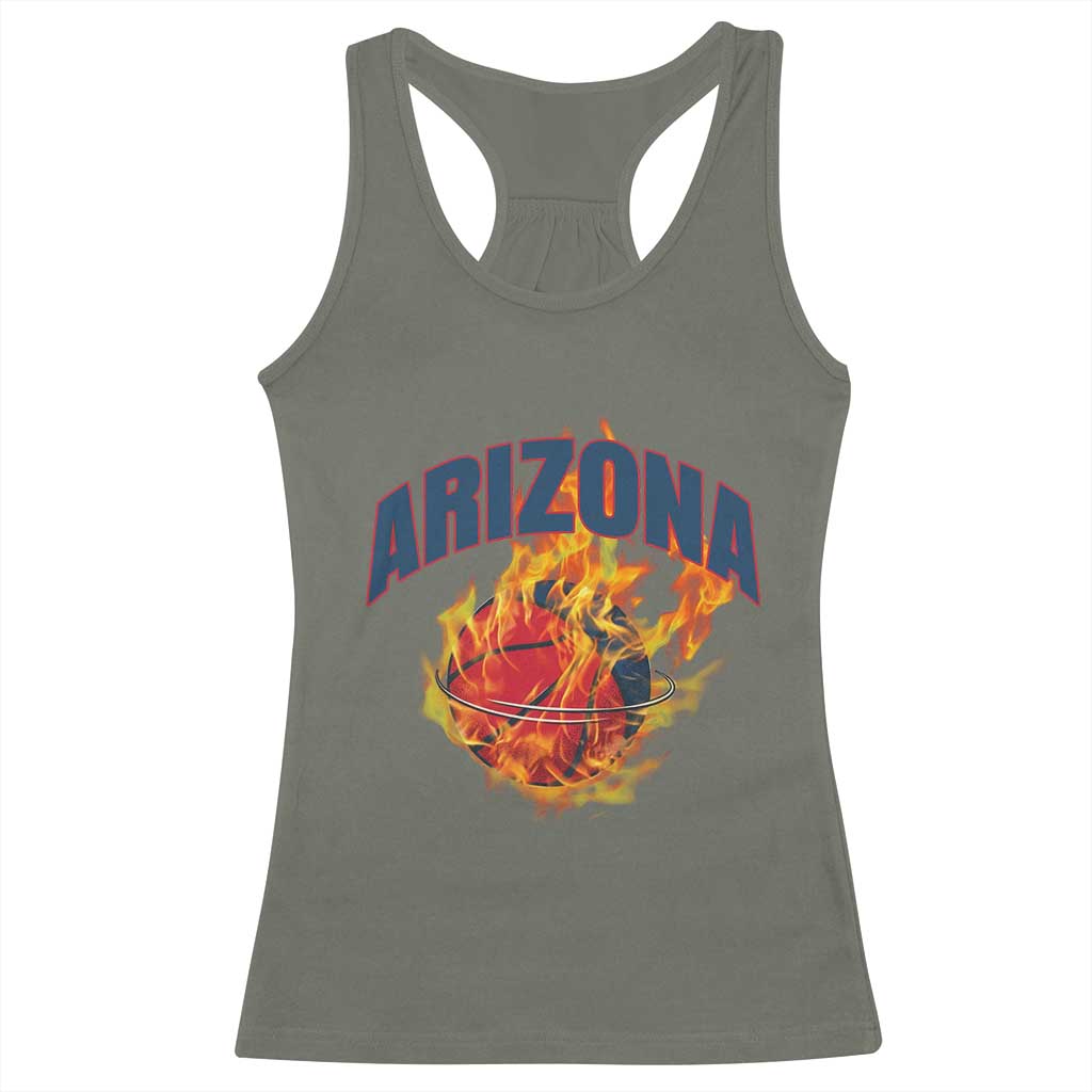 Arizona State Pride Racerback Tank Top Flaming Basketball Coach Gift TS12 Military Green Print Your Wear