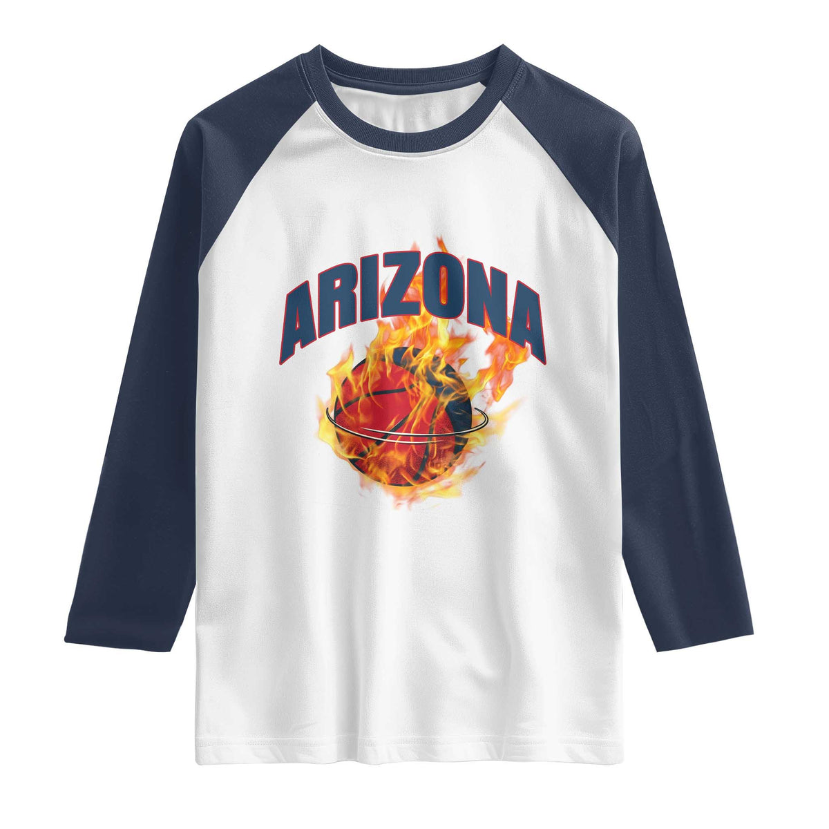 Arizona State Pride Raglan Shirt Flaming Basketball Coach Gift TS12 White Navy Print Your Wear