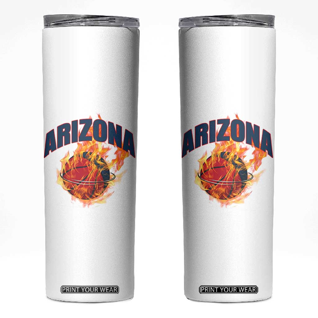 Arizona State Pride Skinny Tumbler Flaming Basketball Coach Gift TS12 White Print Your Wear