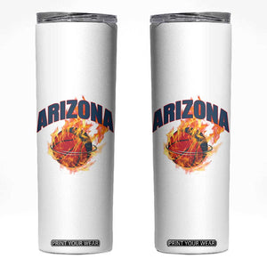 Arizona State Pride Skinny Tumbler Flaming Basketball Coach Gift TS12 White Print Your Wear