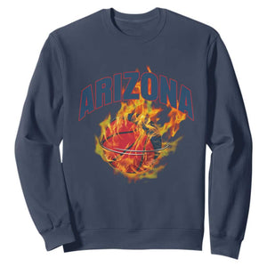 Arizona State Pride Sweatshirt Flaming Basketball Coach Gift TS12 Navy Print Your Wear