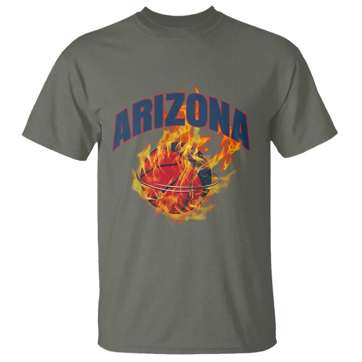 Arizona State Pride T Shirt Flaming Basketball Coach Gift TS12 Military Green Print Your Wear