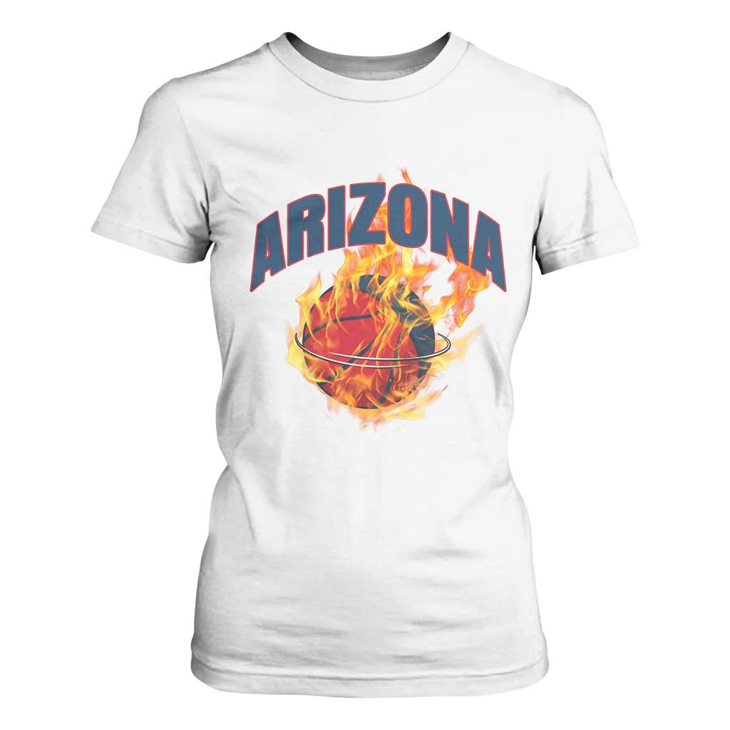 Arizona State Pride T Shirt For Women Flaming Basketball Coach Gift TS12 White Print Your Wear