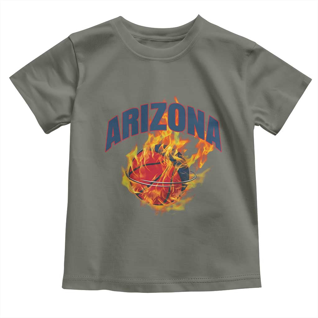 Arizona State Pride Toddler T Shirt Flaming Basketball Coach Gift TS12 Military Green Print Your Wear