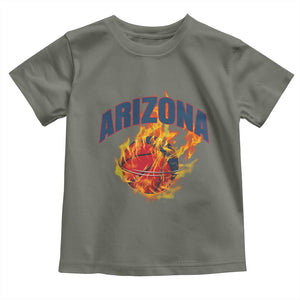 Arizona State Pride Toddler T Shirt Flaming Basketball Coach Gift TS12 Military Green Print Your Wear