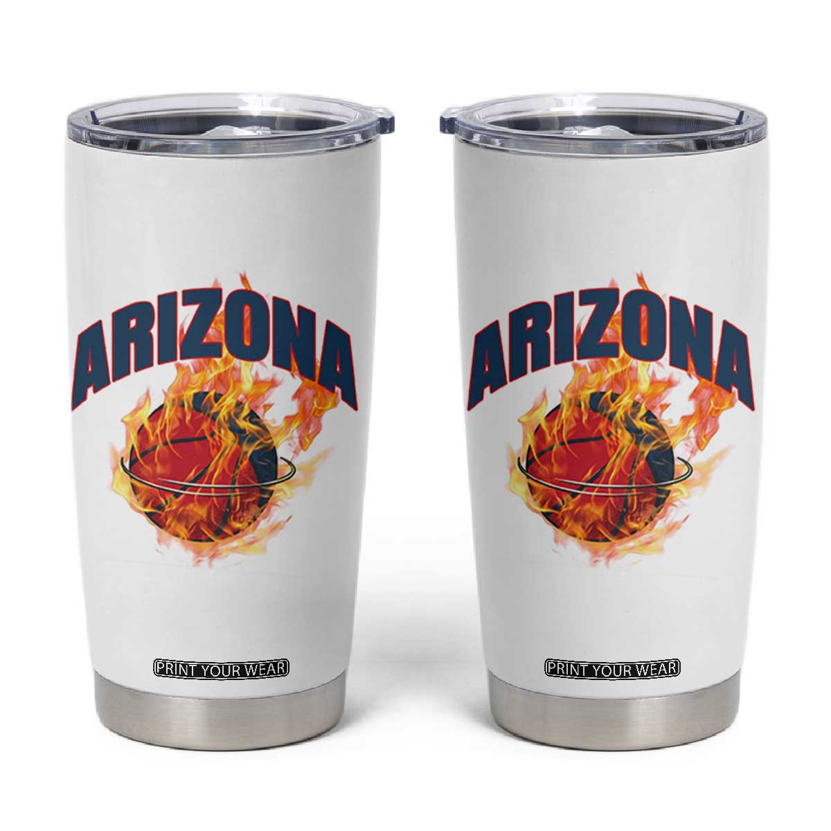 Arizona State Pride Tumbler Cup Flaming Basketball Coach Gift TS12 White Print Your Wear