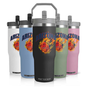 Arizona State Pride Flip Straw Tumbler Flaming Basketball Coach Gift TS12 Print Your Wear