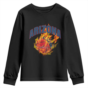 Arizona State Pride Youth Sweatshirt Flaming Basketball Coach Gift TS12 Black Print Your Wear