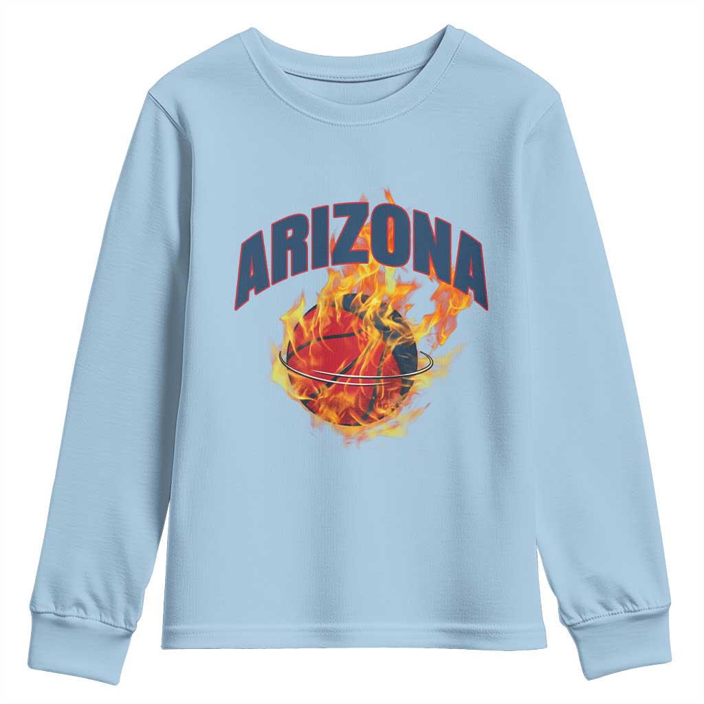Arizona State Pride Youth Sweatshirt Flaming Basketball Coach Gift TS12 Light Blue Print Your Wear