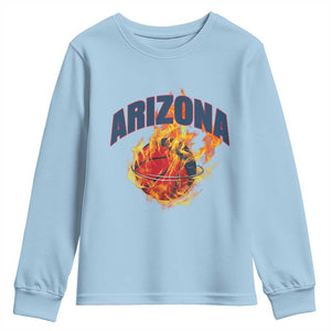 Arizona State Pride Youth Sweatshirt Flaming Basketball Coach Gift TS12 Light Blue Print Your Wear