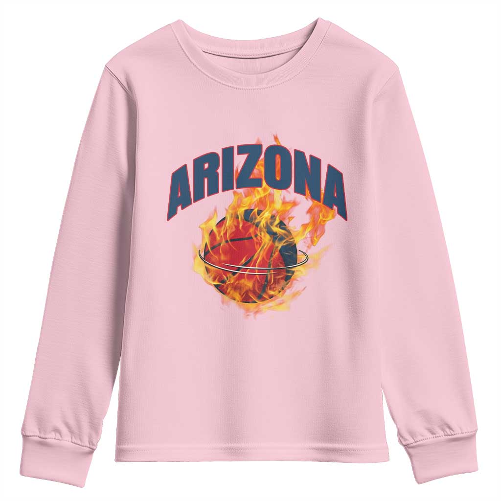 Arizona State Pride Youth Sweatshirt Flaming Basketball Coach Gift TS12 Light Pink Print Your Wear
