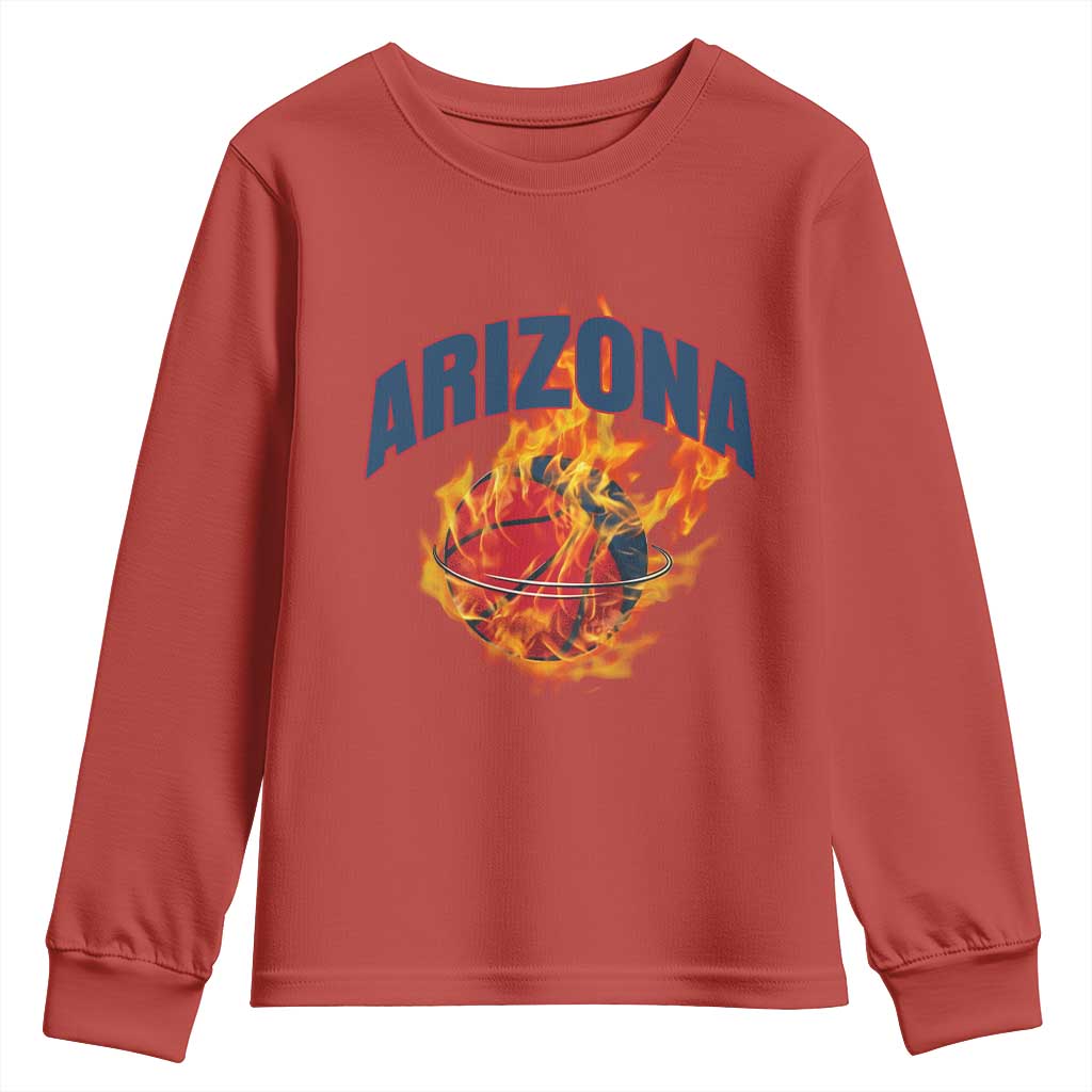 Arizona State Pride Youth Sweatshirt Flaming Basketball Coach Gift TS12 Red Print Your Wear