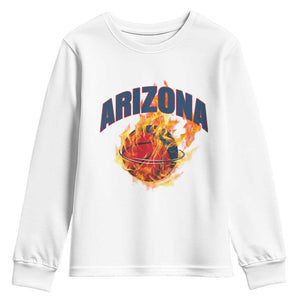 Arizona State Pride Youth Sweatshirt Flaming Basketball Coach Gift TS12 White Print Your Wear