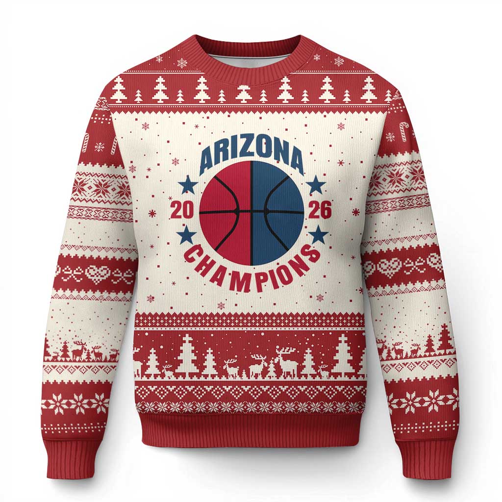 Arizona Champions Pride Ugly Christmas Sweater Professional Basketball Fan Gift TS12 Beige Red Print Your Wear
