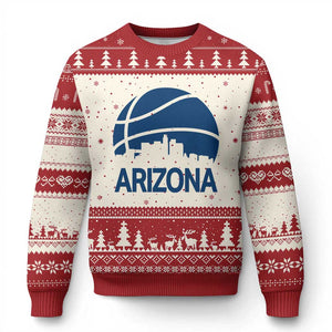 Arizona Skyline Pride Ugly Christmas Sweater Gift For Basketball Fan TS12 Beige Red Print Your Wear